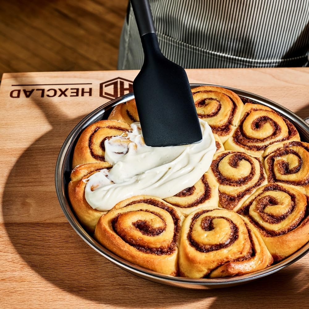 HexClad 9-Piece Kitchen Utensil Set, 9 Stainless Steel & Silicone Tools with a Fingerprint-Resistant Metallic Finish, Heat-Resistant to 450°F, Dishwasher-Safe, Includes Non-Slip Ceramic Crock Holder