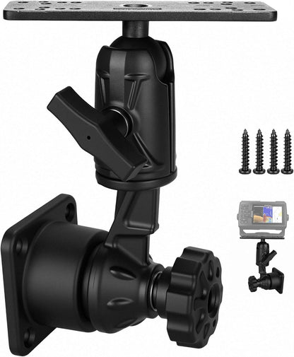 Velpaw Aluminium Vertically or Horizontally Fish Finder Swivel Arm Mount, 7.32" Arm Heavy Duty Chartplotters/Depth Finders Mount, Compatible with Garmin, Lowrance and More, for Boats/Kayaks