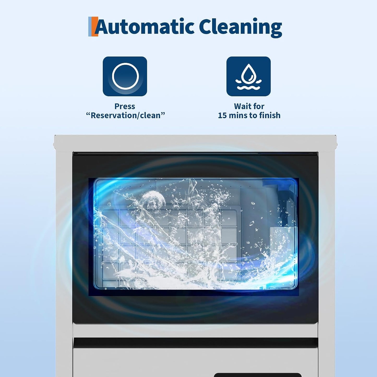 Commercial Ice Maker, 120Lbs Daily Output Ice Machine | 36 Lbs Storage Bin, Dual Water Inlet, One‑Touch Self‑Cleaning, LCD Control Panel, For Bar Cafe Restaurant