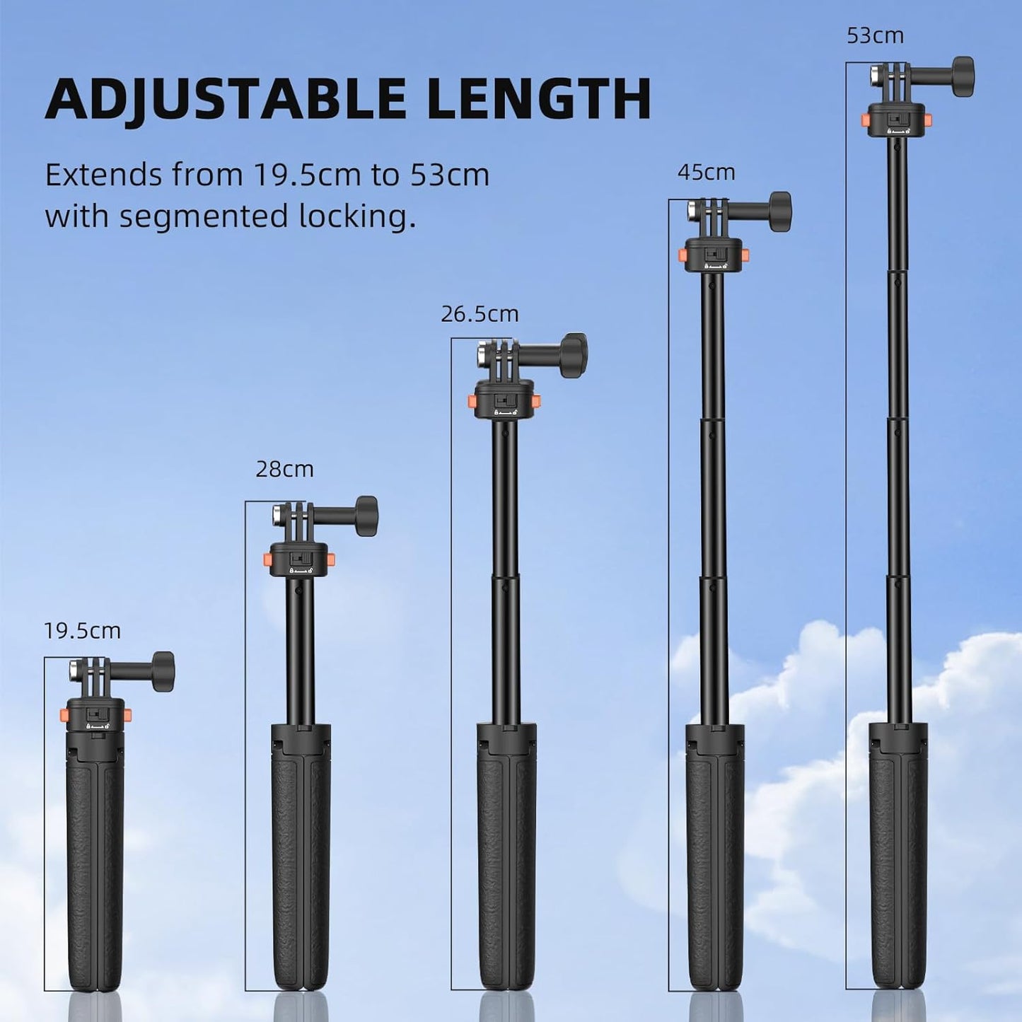 20" Osmo Pocket 3 Tripod for Action Camera, Mini Table Desk Extendable Stand Small Handheld Selfie Stick with Quick Release 1/4'' Screw Vlog for DJI Action 5 Pro for Insta360 X4 X5 X3 Accessories