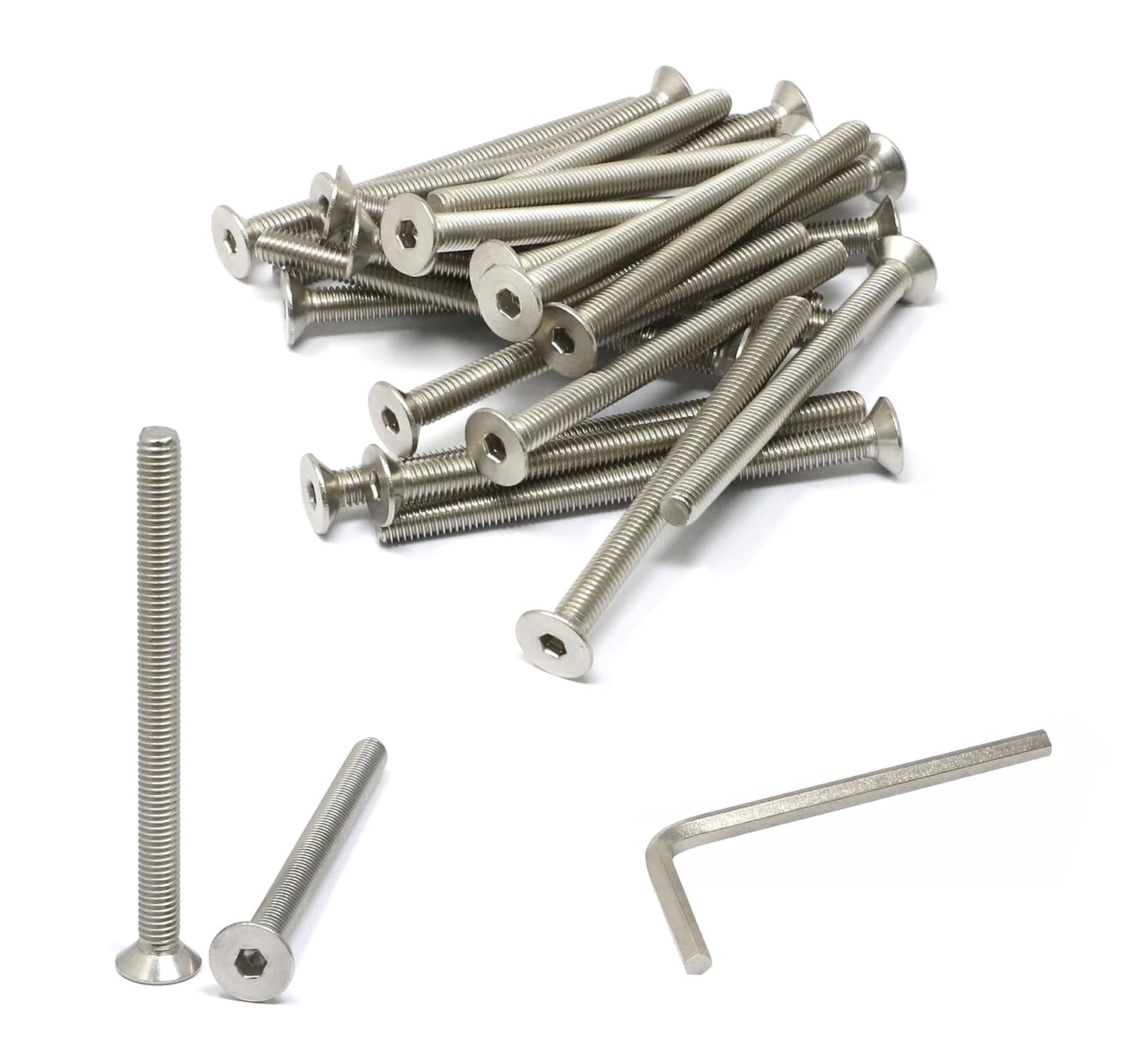 iexcell 5 Pcs M8 x 80mm Thread Pitch 1.25 mm Stainless Steel 304 Hex Socket Flat Head Cap Screws Bolts Kit