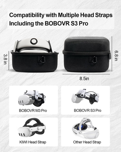 Large Carrying Case for Meta Quest 3S,Hard Travel Case for BOBOVR S3 Pro/Kiwi Design Battery Head Strap,Controllers and Other Accessories,Portable Storage Travel Bag for Oculus Quest 3S/Quest 3(Black)