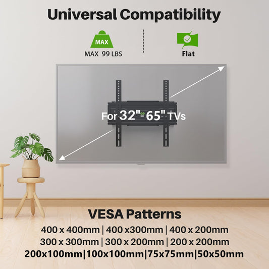 USX MOUNT Full Motion TV Wall Mount for 32-65 Inch TVs up to 99 Lbs, Wall Mount TV Bracket Smooth Swivel Extension, Articulating TV Mount Fit 12" 16" Wood Studs, Max VESA 400x400mm, XMM908 - PuriLite