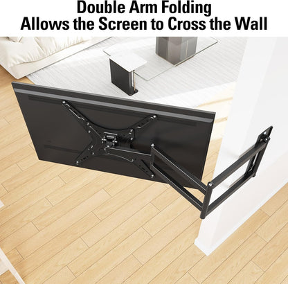 MOUNTUP Long Arm TV Wall Mount for Most 26-65 Inch TVs, Corner TV Mounts with 37.4 Inch Extension Arm, Smooth Swivel Tilt Single Stud Full Motion Bracket Max VESA 400x400mm, Holds to 77 lbs, MU0047