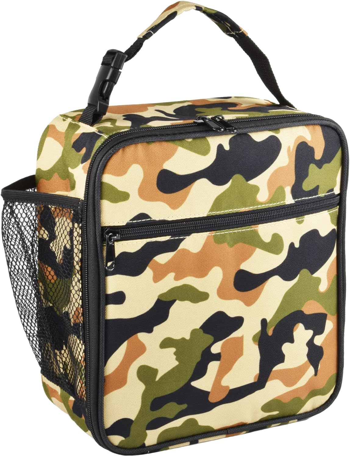 Insulated Lunch Bag, Leakproof Portable Lunch Box for Women Men Boys Girls, Large Capacity Cooler Bag with Handle and Bottle Pocket for Office School Camping Hiking Outdoor Beach Picnic (Black)