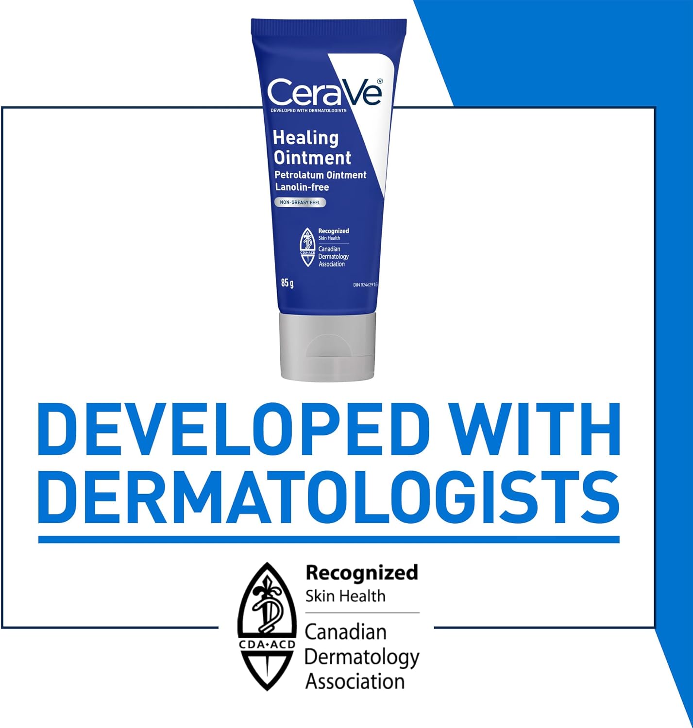 CeraVe Healing Ointment, Moisturizing Petrolatum Skin Protectant for Dry Skin with Hyaluronic Acid and Ceramides, Multi-Purpose Face, Body & Lip Balm, Lanolin-Free & Fragrance-Free, 340g