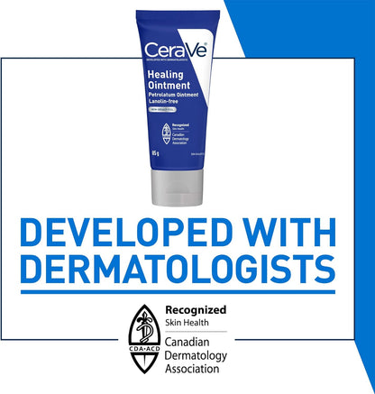 CeraVe Healing Ointment, Moisturizing Petrolatum Skin Protectant for Dry Skin with Hyaluronic Acid and Ceramides, Multi-Purpose Face, Body & Lip Balm, Lanolin-Free & Fragrance-Free, 340g