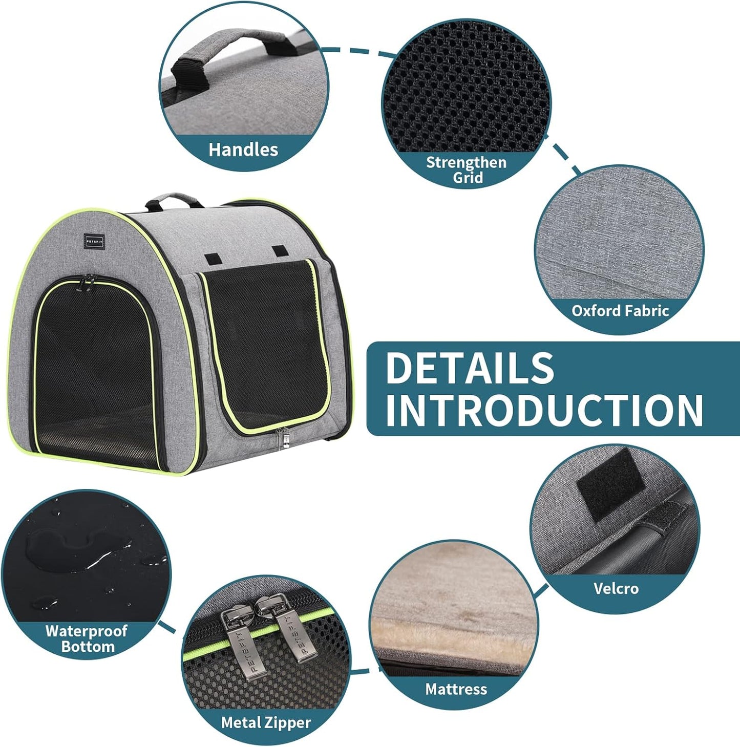 PETSFIT Soft Sided Dog Crate, Travel Dog Crate - 19 Inch Lightweight, Roomy, Easy to Set Up, Sturdy Portable Dog Kennel with Thick Mat, Navy Blue