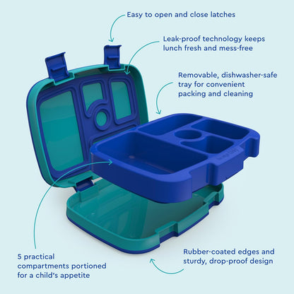 Bentgo Kids Prints (Unicorn) - Leak-Proof, 5-Compartment Bento-Style Kids Lunch Box - Ideal Portion Sizes for Ages 3 to 7 - BPA-Free and Food-Safe Materials