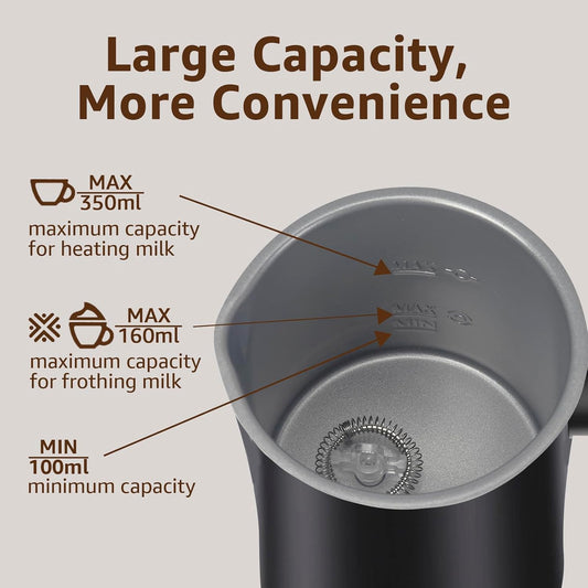 Milk Frother, 4 in 1 Electric Milk Steamer,11.8oz/350ml Automatic Warm and Cold Foam frother for Coffee, Latte, Macchiato, Cappuccino, Hot Chocolate - PuriLite