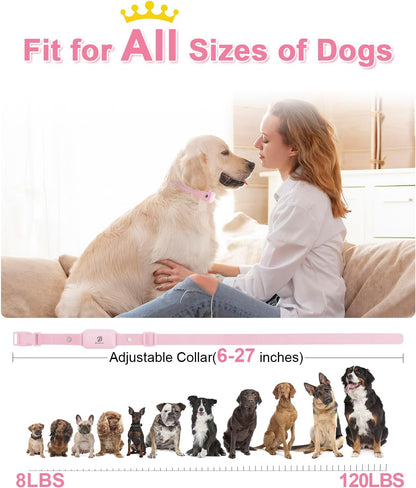 Bousnic Shock Collar for Dogs - Waterproof Rechargeable Dog Electric Training Collar with Remote for Small Medium Large Dogs with Beep, Vibration, Safe Shock Modes (8-120 Lbs) (LIGHTPINK)
