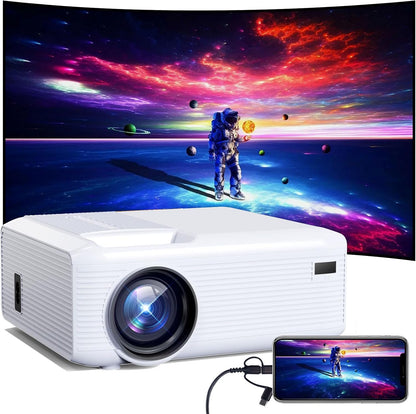 Mini Portable Projector (Built-in Speaker and Bluetooth),Native 1080P, Projector 4K Supports, Compatible with Smart Phones/TV Sticks/Video Games/Laptop/HDMI/USB, for use in Home, Bedroom and Outdoors