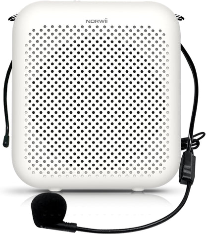 NORWII Mini Voice Amplifier S358 Portable 4000mAh Rechargeable with Wired Microphone Headset & Waistband, Personal Microphone and Speaker for Teachers Tour Guides ect. (Black)