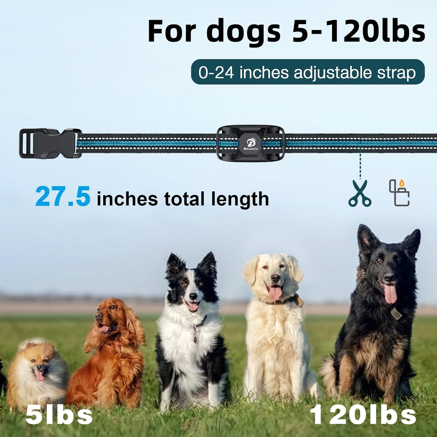 Bousnic Dog Shock Collar - 3300Ft Dog Training Collar with Remote for 5-120lbs Small Medium Large Dogs Rechargeable Waterproof e Collar with Beep (1-8), Vibration(1-16), Safe Shock(1-99) (Orange)