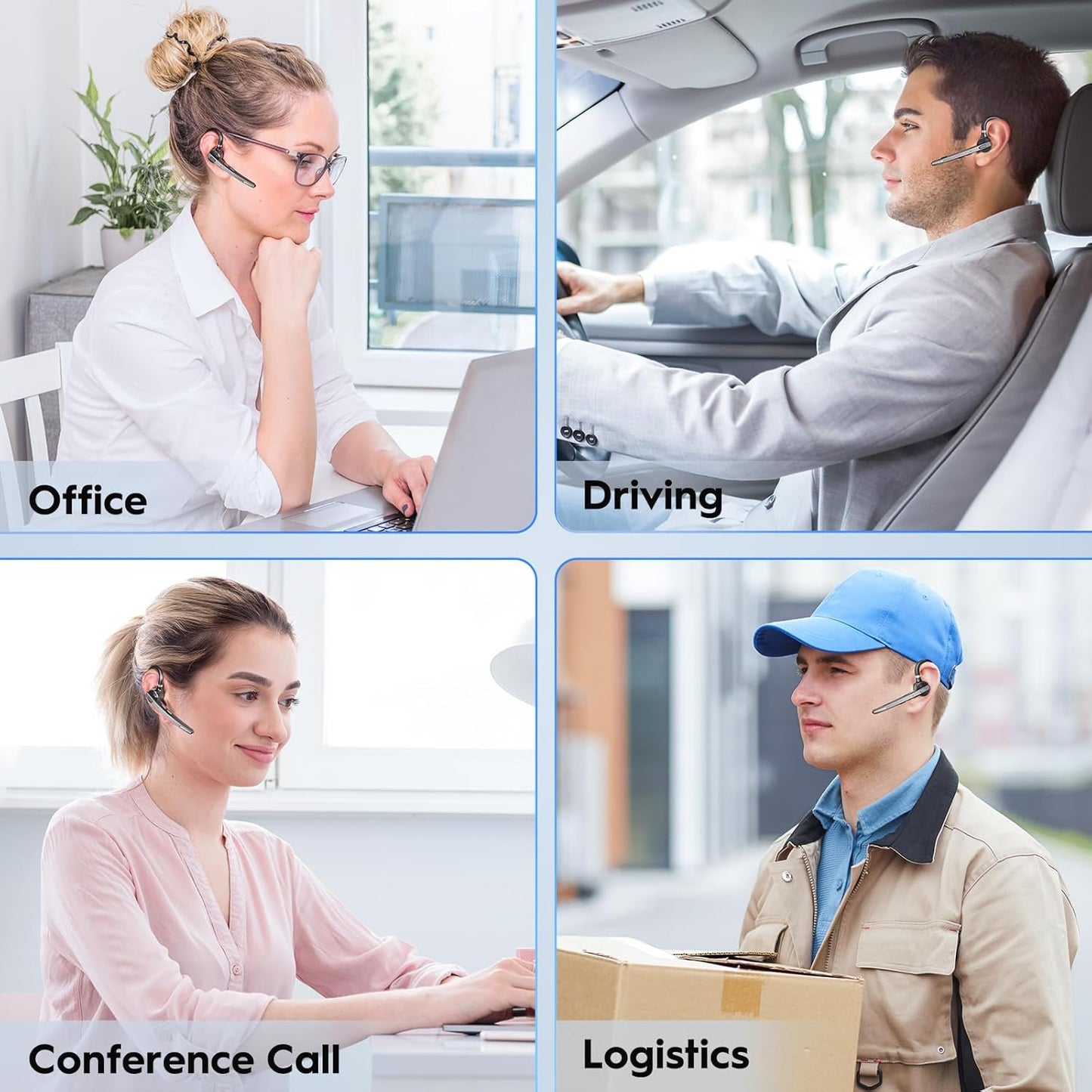 Bluetooth Headset V5.1, Wireless Headset with 500mAh Charging Case ENC Noise Cancelling Microphone, Bluetooth Earpiece 72H Talk Hands-Free Headphones for Cell Phone Office Business Driving (M51)