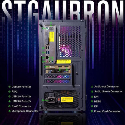 STGAubron Gaming PC Computer Desktop, GeForce RTX 2060 Super, Intel Core i7 8th up to 4.1GHz, 16G DDR4, 1T SSD, 600M WiFi, BT 5.0, RGB Fan x6, Windows 11 Home