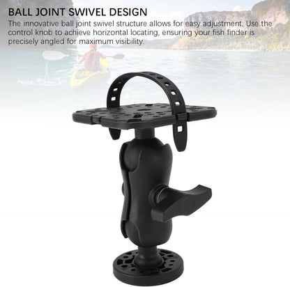 FAUOSWUK Fish Finder Mount Base, Boat Fish Finder Electronics Mount, Nylon Silicone Stable Clamping for Marine Boat Kayak Pontoon Canoe