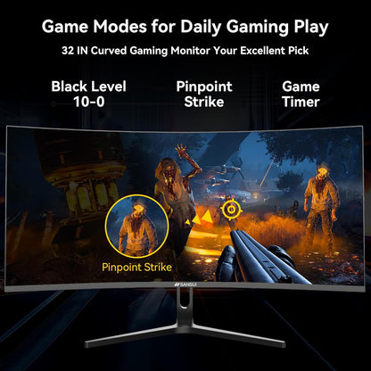 SANSUI 32 Inch Curved 240Hz Gaming Monitor with Speakers, High Refresh Rate FHD 1080P Gaming PC Monitor Curved 1500R, 1ms(MPRT), HDR, HDMI DP, Metal Stand, VESA Compatible (ES-G32C3F DP Cable Incl.)