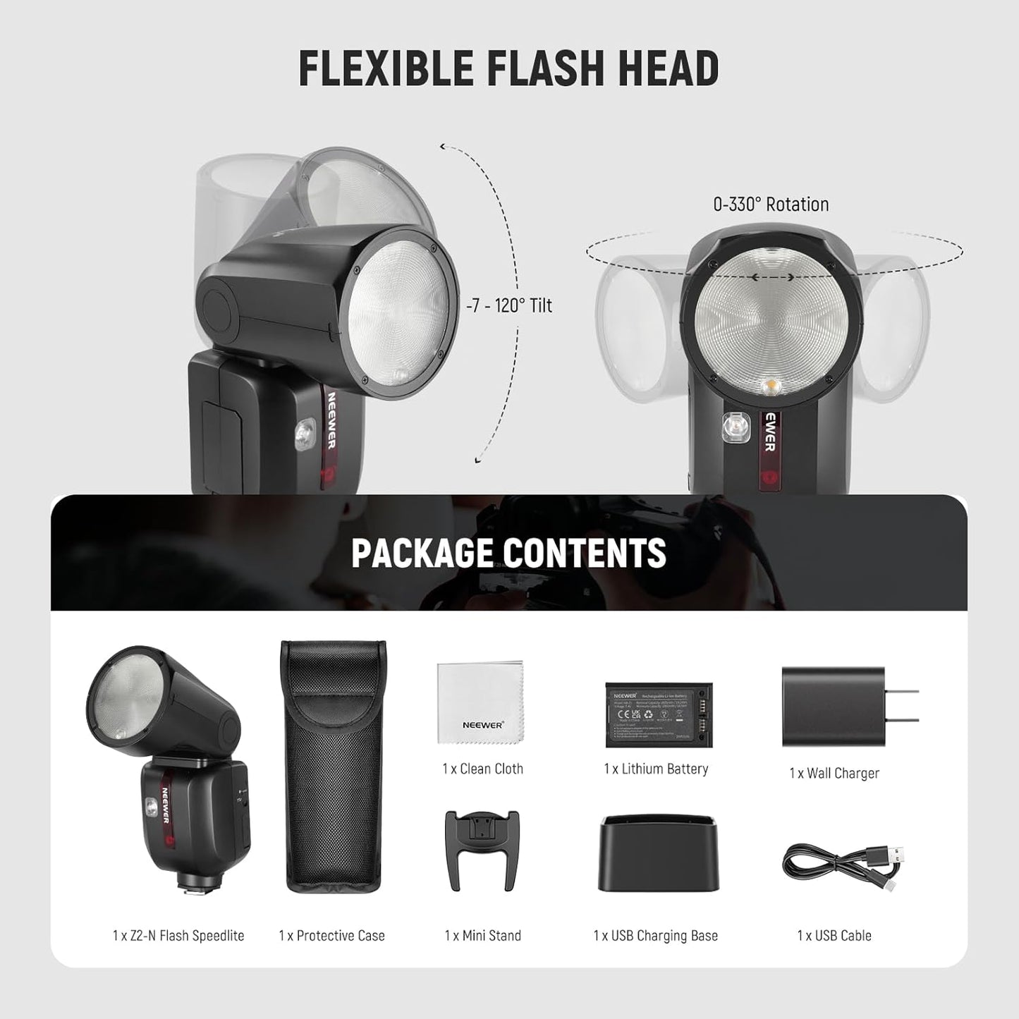 NEEWER Z2PRO-C 2.4G TTL Round Head Flash Speedlite Compatible with Canon, Wireless Compatible with Godox, Upgraded UI, 76Ws 1/8000s HSS, TTL/M TCM Switch, 7.2V/3000mAh Battery, 600 Full Power Flash