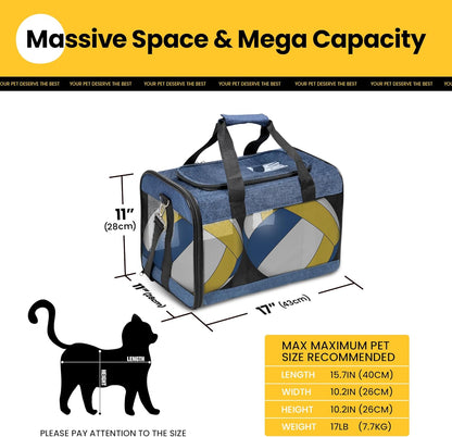 Conlun Cat Carrier Airline Approved, Soft-Sided Dog Carrier with Inner Safety Leash, Pet Transport Carrier for Small-Medium Cats Puppies up to 15 Lbs, Collapsible Travel Kitten Carrier Bag -Black M