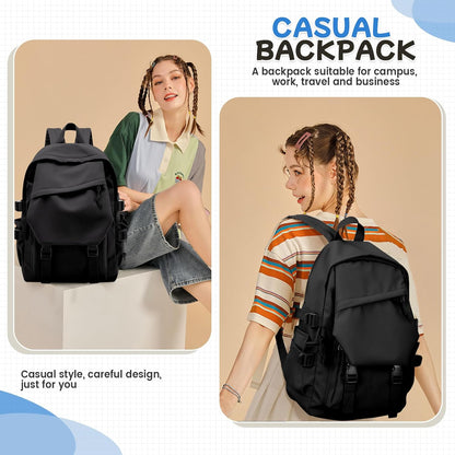 School Backpack for Women Men College High School Bags for Boys Girls Casual Daypack Laptop Backpack Waterproof Black Bookbag Travel Rucksack