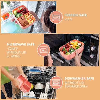 MISS BIG® Bento Box,Lunch Box Adult,Ideal Leak Proof Lunch Containers,Mom's Choice Lunch Box for Kids,No BPAs and No Chemical Dyes,Microwave and Dishwasher Safe Lunch Container (1900ml White)