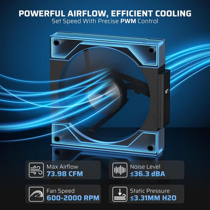 LTC CF-123D 120mm PC Case Fan, Daisy-Chain Connection, Infinity Mirror ARGB Lighting, Reversible Airflow 2000RPM Max, HDB Bearing PWM Computer Case Cooling Fan, Motherboard SYNC, 3 Pack, White