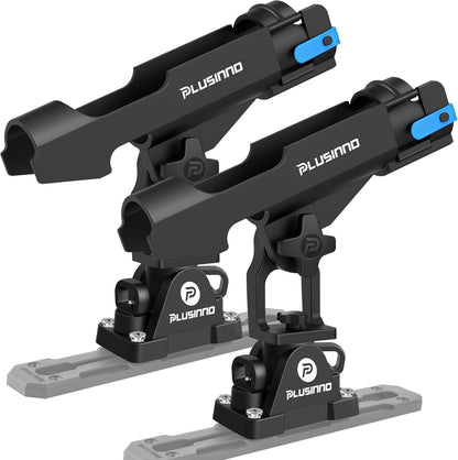 PLUSINNO 2 in 1 Fishing Rod Holders for Boat, Kayak Fishing Rod Holder, Fishing Pole Holders for Track Mount/Deck Mount, Fishing Gear with Fishing Rod Protective Strap, Fishing Accessories & Gifts