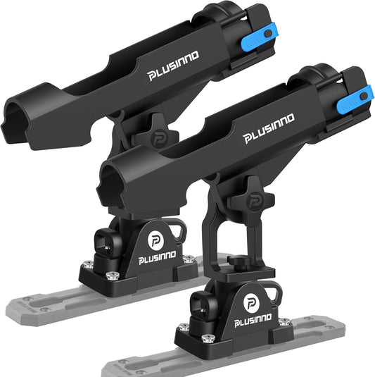 PLUSINNO 2 in 1 Fishing Rod Holders for Boat, Kayak Fishing Rod Holder, Fishing Pole Holders for Track Mount/Deck Mount, Fishing Gear with Fishing Rod Protective Strap, Fishing Accessories & Gifts