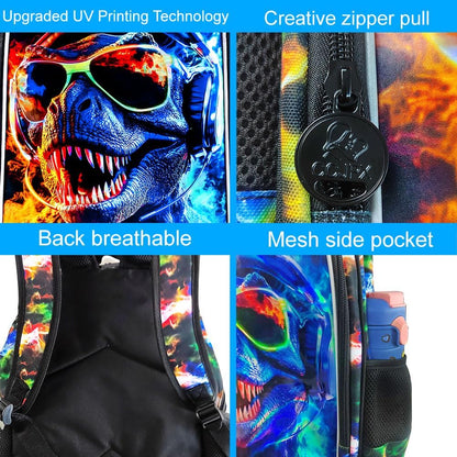 3pcs Backpack for Boys and Girls, 16” Kids Kindergarten Bookbag with Lunch Box, Cute Elementary Backpacks for Boy Girl