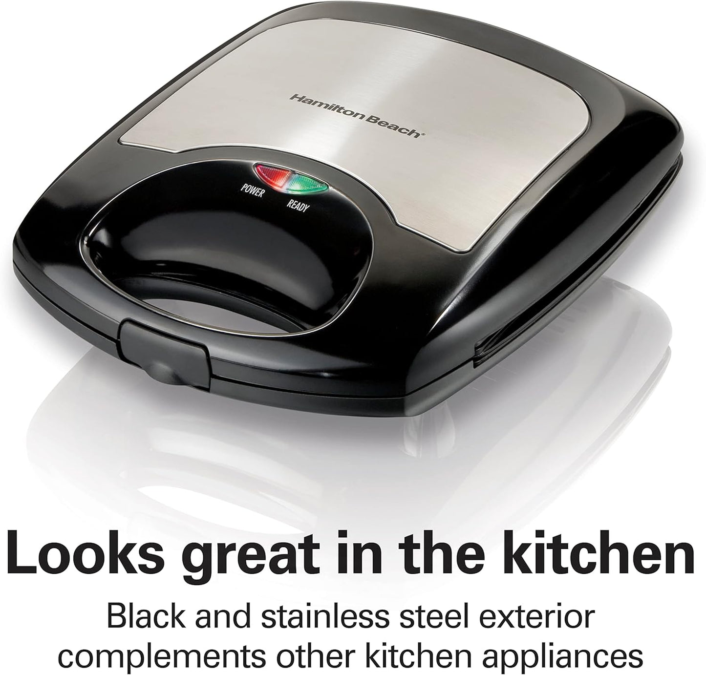 Hamilton Beach 4-Slice Non-Stick Belgian Waffle Maker with Indicator Lights, Compact Design, Black (26020)