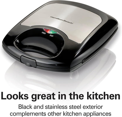 Hamilton Beach 4-Slice Non-Stick Belgian Waffle Maker with Indicator Lights, Compact Design, Black (26020)