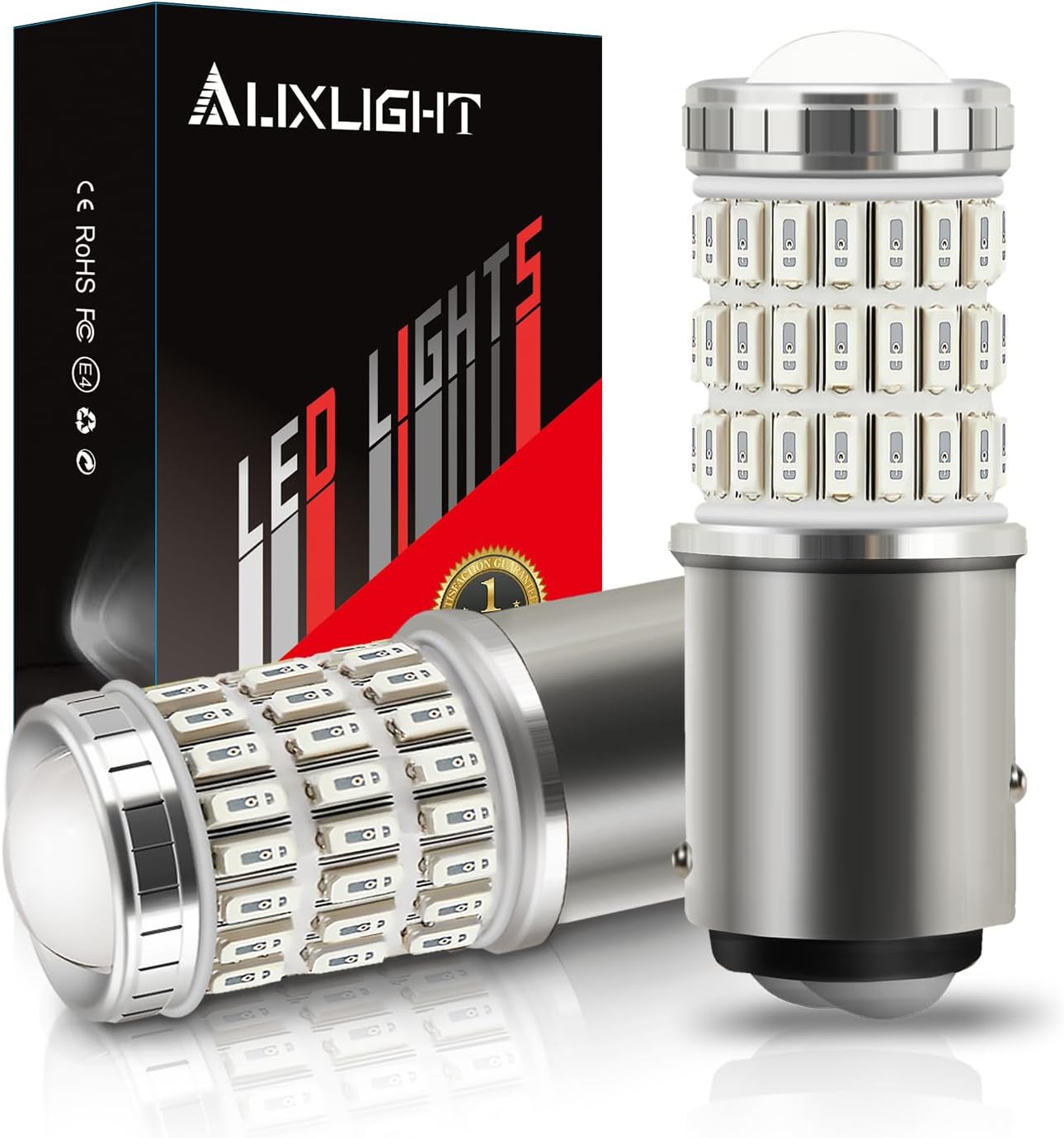 AUXLIGHT 3157 3156 4157 3057 3357 LED Bulbs, Ultra Bright 60-SMD LED Replacement for Turn Signal Blinker Lights, Brake/Tail Lights, Parking/Running Lights, Amber Yellow (Pack of 2)