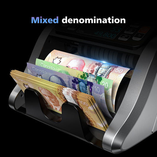 Aneken N60 Multi-Denominations Money Counter, 6 Detection Methods (UV/IR/MG/MT/DD/CIS),1200 Bills/min, Mixed Bills Value Counting Machine, 3.5" TFT Display, Commercial Bank-Grade Cash Counter