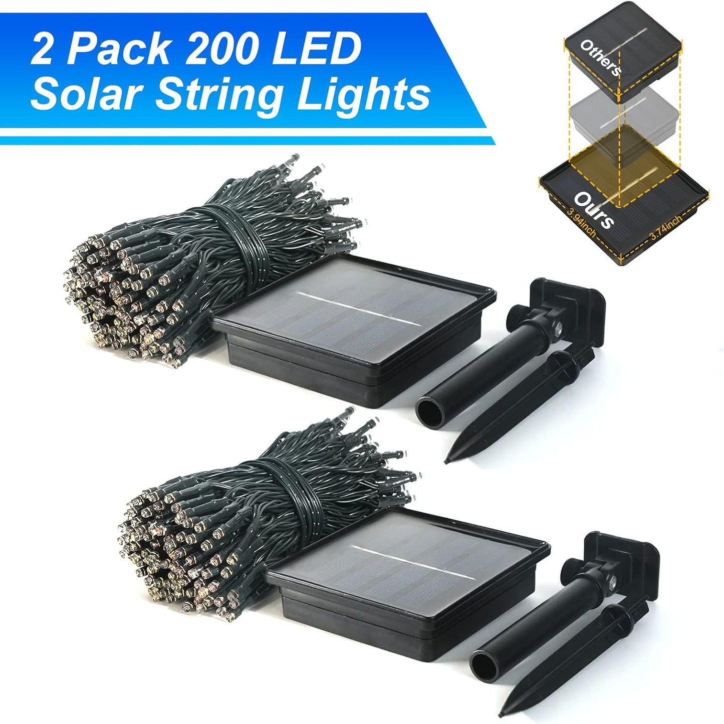 JMEXSUSS 2 Pack 75.5ft Orange Solar Christmas Lights, Total 400 LED Solar String Lights Outdoor Waterproof, 8 Modes Orange Halloween Lights for Tree Patio Garden Thanksgiving Halloween Decorations