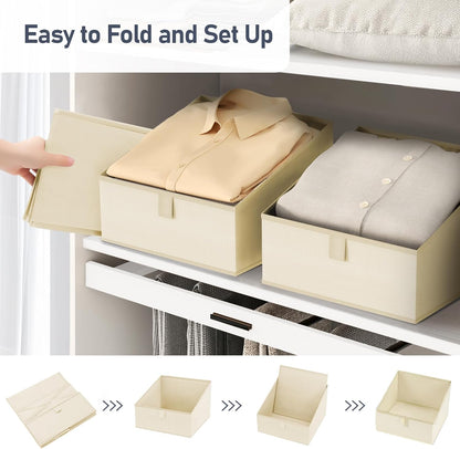 DIMJ Closet Storage Bins - 6 Pack Foldable Storage Baskets Box Fabric Storage Cubes Storage Organization Trapezoid Storage Bin (Arrow Grey)