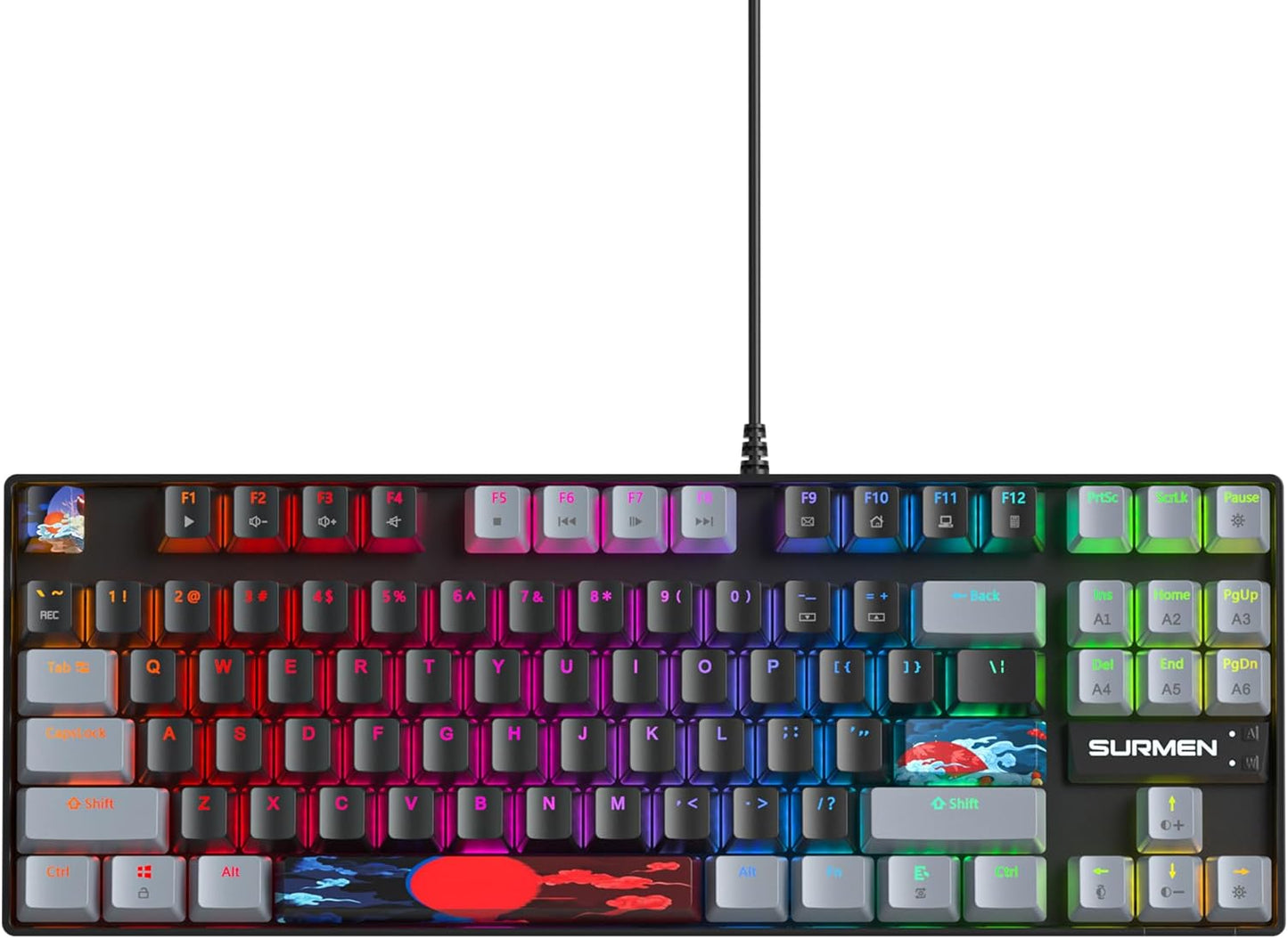 Owpkeenthy Full Size Green Mechanical Gaming Keyboard with Number Pad, Wired 100% Office NKRO Keyboard RGB Backlit 104 Keys with Red Switch for PC Gamer (104 Matcha)