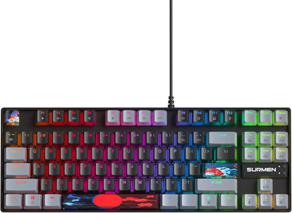 Owpkeenthy Full Size Green Mechanical Gaming Keyboard with Number Pad, Wired 100% Office NKRO Keyboard RGB Backlit 104 Keys with Red Switch for PC Gamer (104 Matcha)