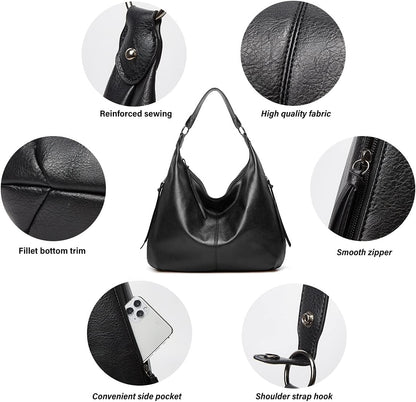 Ashioup Hobo Bags for Women Soft PU Leather Shoulder Bag Vintage Slouchy Handbag with Zipper