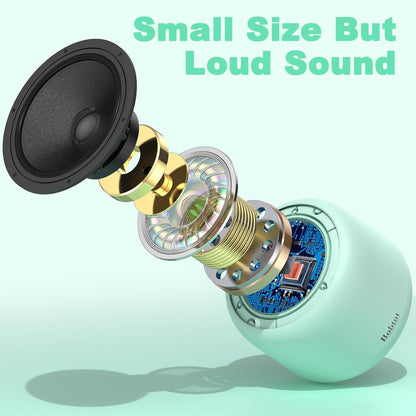 Bobtot Portable Bluetooth Speakers with Strap Easy to Carry, Wireless IPX5 Waterproof Mini Speaker with Loud Stereo Sound, 20 Hours Playtime, Rechargeable Battery, Built-in Microphone (Green)