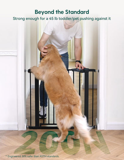 Babelio Metal Baby Gate, 29-48'' Auto Close Easy Install Pet Gate, Extra Wide Walk Thru Child Safety Gate, Pressure Mounted Dog Gate for Doorways & Stairs, with Y Spindle Rods
