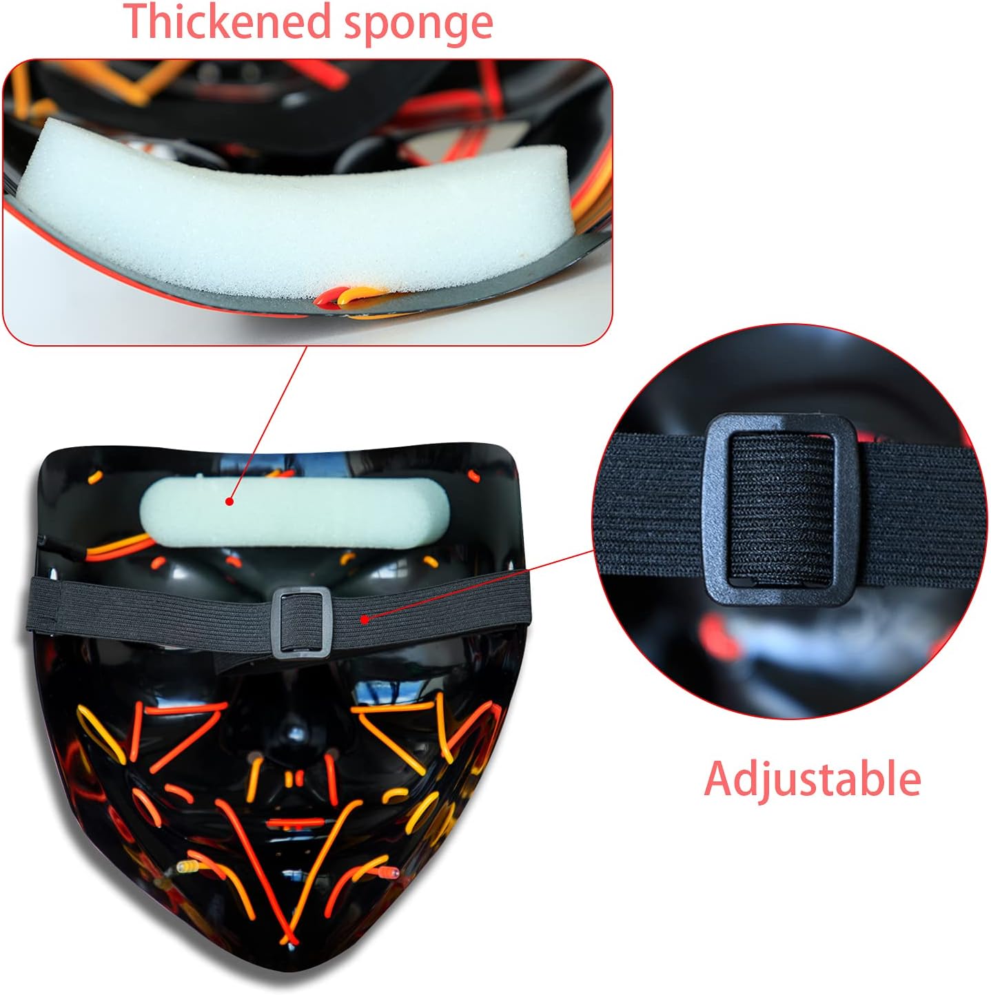 Poptrend Halloween Mask LED Light up Mask Scary mask for Festival Cosplay Halloween Costume Masquerade Parties,Carnival,Gift…
