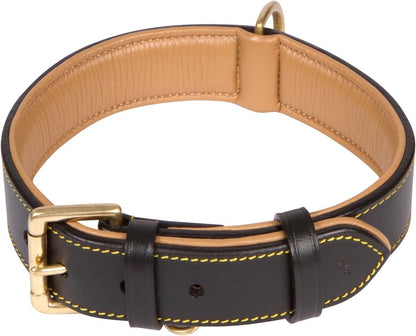 Soft Touch Collars Padded Leather Dog Collar, Large Brown - Genuine Real Leather, 24" Long x 1.5 Wide, Fits Neck Size 18" to 21" Inches