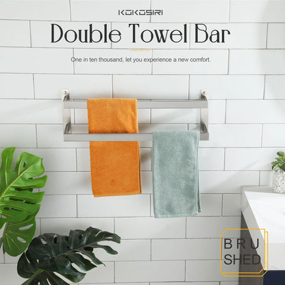 KOKOSIRI Towel Bars Black Bath Towel Holders 20 Inches Bathroom 2-Tiers Ladder Towel Rails Wall Mounted Towels Shelves Rack Stainless Steel, B5008BK-L20