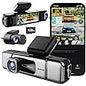 BOTSLAB 3 Channel 4K Dashcam with 128GB Card, Voice Command, 3.18 inch Touch Screen, 4K Front and 1080P Rear Inside Loop Recording, Triple Car Camera with IR Night Vision, WDR, Parking Mode