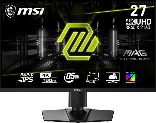 MSI MAG274UPF E2, 27" 3840 x 2160 (UHD), 4K Rapid IPSGaming Monitor, 1 ms, 160Hz, FreeSync Premium, HDR400, G-Sync Compatible, HDMI, DisplayPort, Tilt, Swivel, Pivot and Height Adjustable.,Black