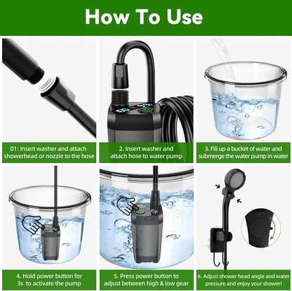 InkTrail Portable Camping Shower with Heater,6000mAh Rechargeable