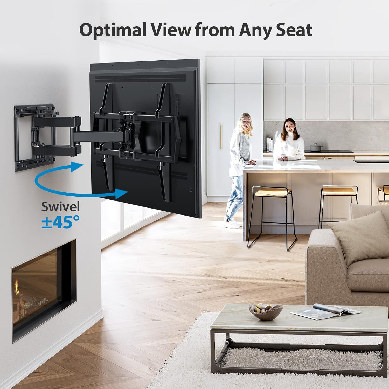 Pipishell Full Motion TV Wall Mount for Most 37-75 inch TVs up to 100 lbs, Wall Mount Bracket with Dual Articulating Arms, Swivel, Tilt, Max VESA 600x400mm, TV Mount Fits 12”/16” Wood Studs, PILF6 - PuriLite