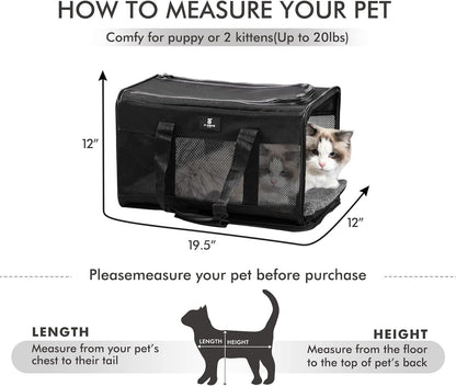X-ZONE PET Cat Carrier Dog Carrier Pet Carrier for Small Medium Cats Dogs Puppies of 15 Lbs,Airline Approved Soft Sided Pet Travel Carrier,Dog Carriers for Small Dogs - Black Grey Purple Blue Brown