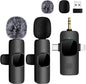 Wireless Lavailer Microphone for iPhone, Android, Camera, iPad, USB C, 4 in 1 Professional Mini Microphone with Noise Reduction, Wireless Mic for Video Recording, Vlog, YouTube, TikTok